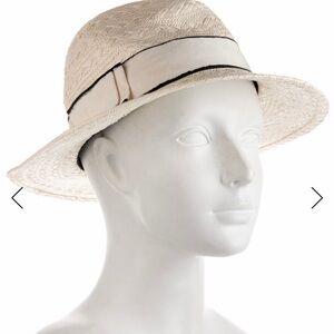 Eres Women's Sunhat Ivory with Navy Blue lined Cream Grosgrain Ribbon